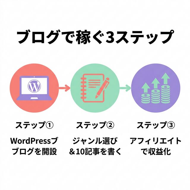 ブログで稼ぐ3ステップ